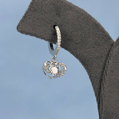925 Silver Heart Drop CZ Earrings