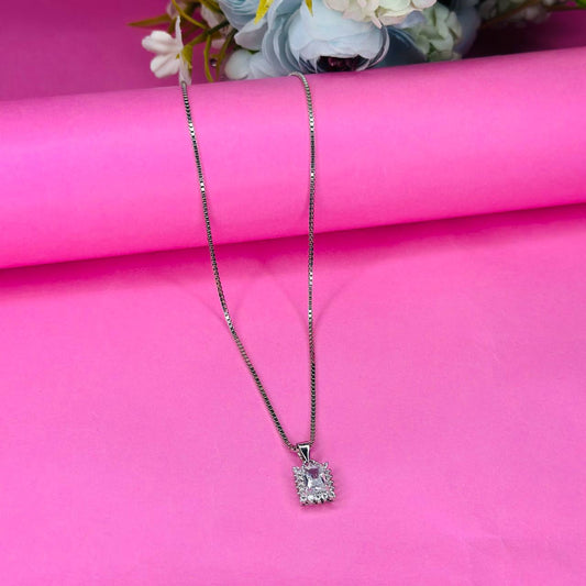 Regal Glow – 925 Silver Emerald-Cut Pendant Necklace
