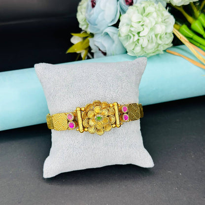 925 Silver Gold Plated Majestic Floral Bracelet
