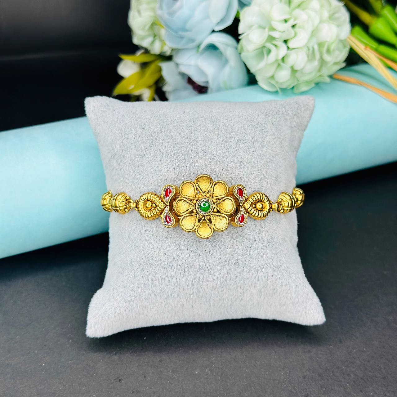 925 Silver Gold Plated Floral Harmony Bracelet