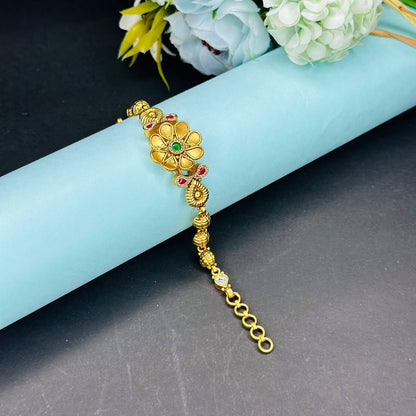 925 Silver Gold Plated Floral Harmony Bracelet