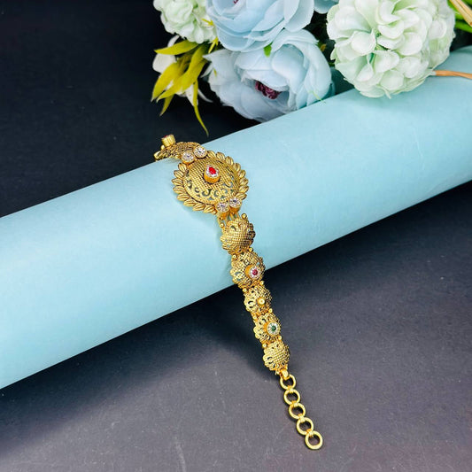 925 Silver Gold Plated Regal Temple Bracelet