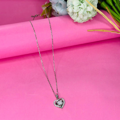 925 Silver Sparkling Heart Pendant Necklace