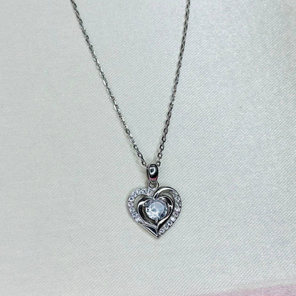 925 Silver Sparkling Heart Pendant Necklace