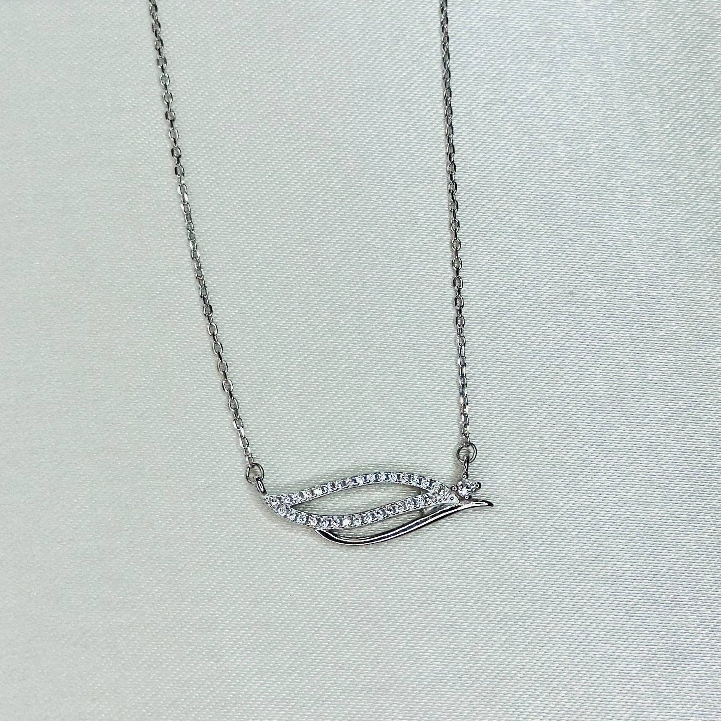 925 Silver Dual Wave Pendant Necklace