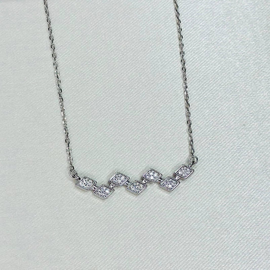 925 Silver Geometric Diamond Cluster Necklace