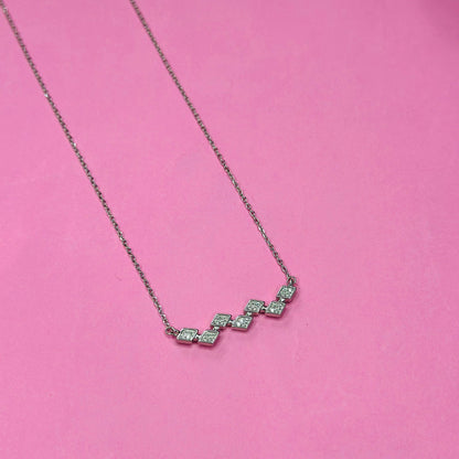 925 Silver Geometric Diamond Cluster Necklace