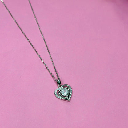 925 Silver Sparkling Heart Pendant Necklace