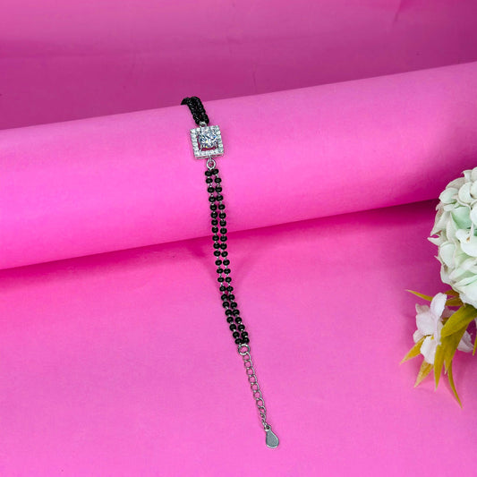 925 Silver Square Solitaire Mangalsutra Bracelet