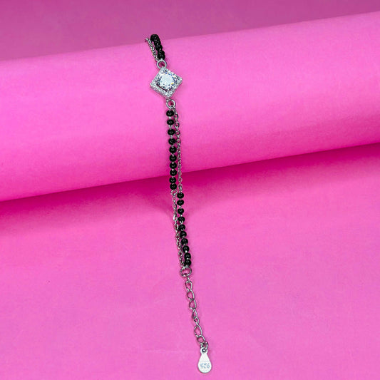 925 Silver Solitaire Halo Mangalsutra Bracelet