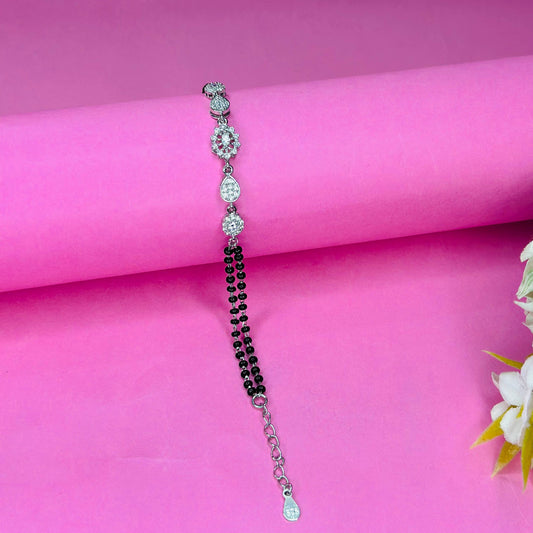925 Silver Floral Elegance Mangalsutra Bracelet