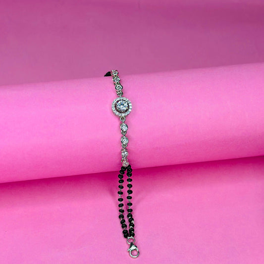 925 Silver Radiant Halo Mangalsutra Bracelet