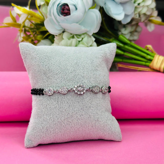 925 Silver Floral Elegance Mangalsutra Bracelet