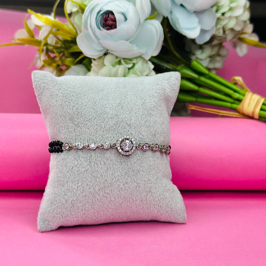 925 Silver Radiant Halo Mangalsutra Bracelet