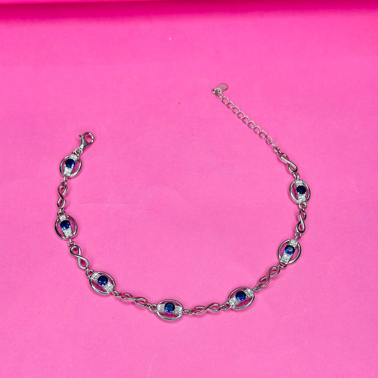 Pure 925 Silver Blue Infinity Bracelet