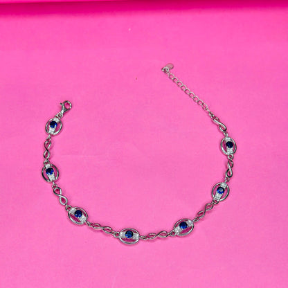 Pure 925 Silver Blue Infinity Bracelet