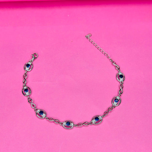 Pure 925 Silver Blue Infinity Bracelet