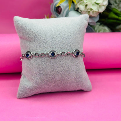Pure 925 Silver Blue Infinity Bracelet