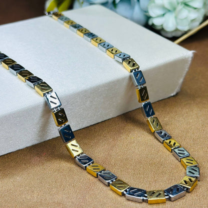 925 Silver Dual Tone Square Link Chain