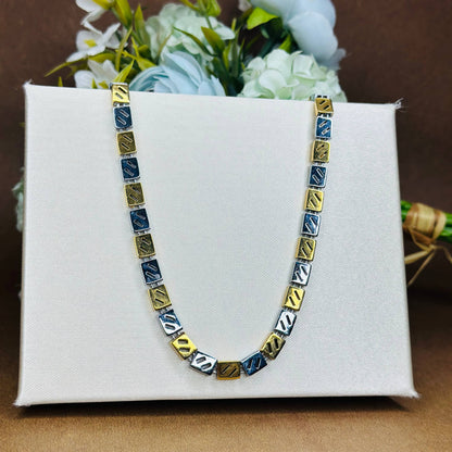 925 Silver Dual Tone Square Link Chain