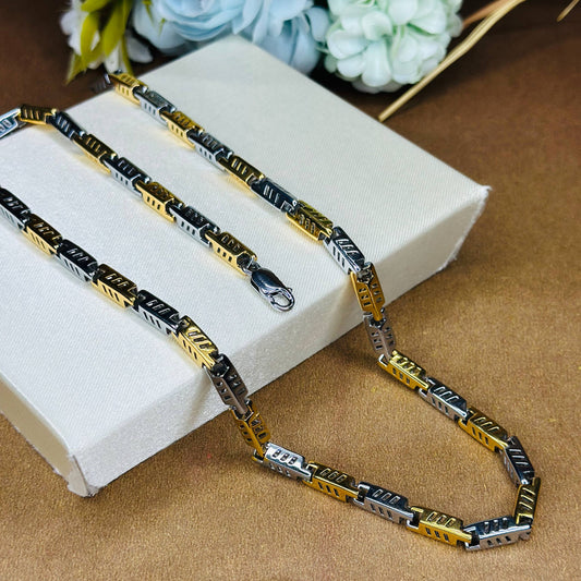 925 Silver Dual-Tone Ladder Link Chain