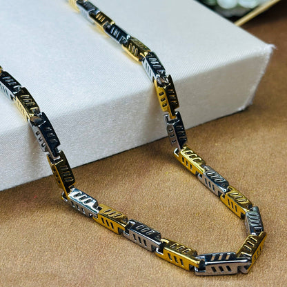 925 Silver Dual-Tone Ladder Link Chain