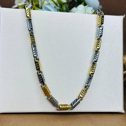 925 Silver Dual-Tone Ladder Link Chain