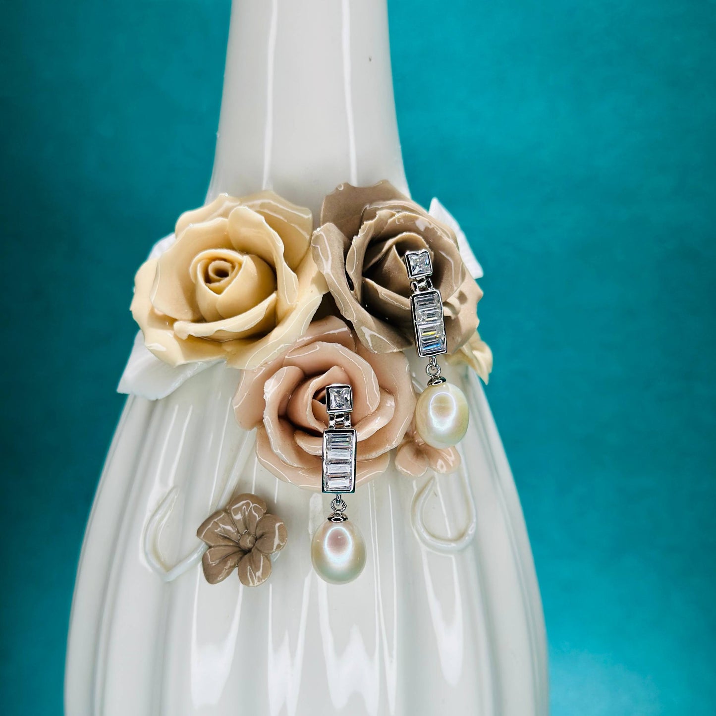 Radiant Baguette Pearl Drops