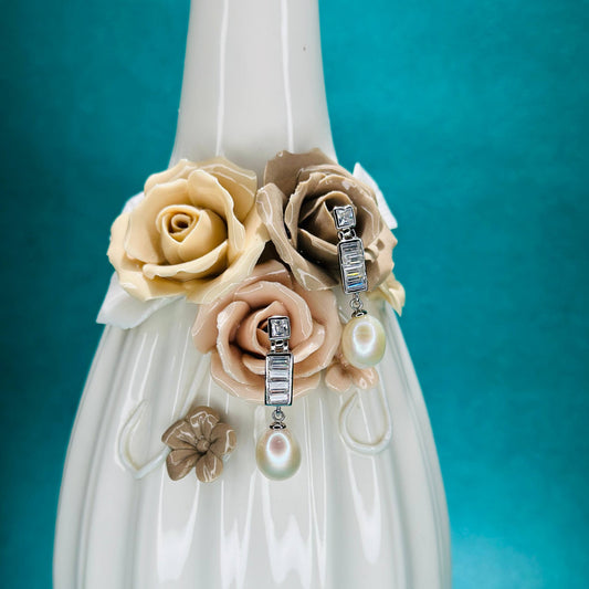 Radiant Baguette Pearl Drops