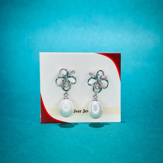 Floral Pearl Drop Earrings