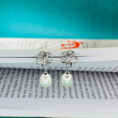 Floral Pearl Drop Earrings