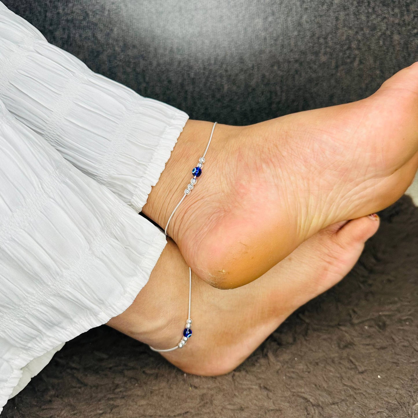 Aarvi Evil Eye Silver Anklet