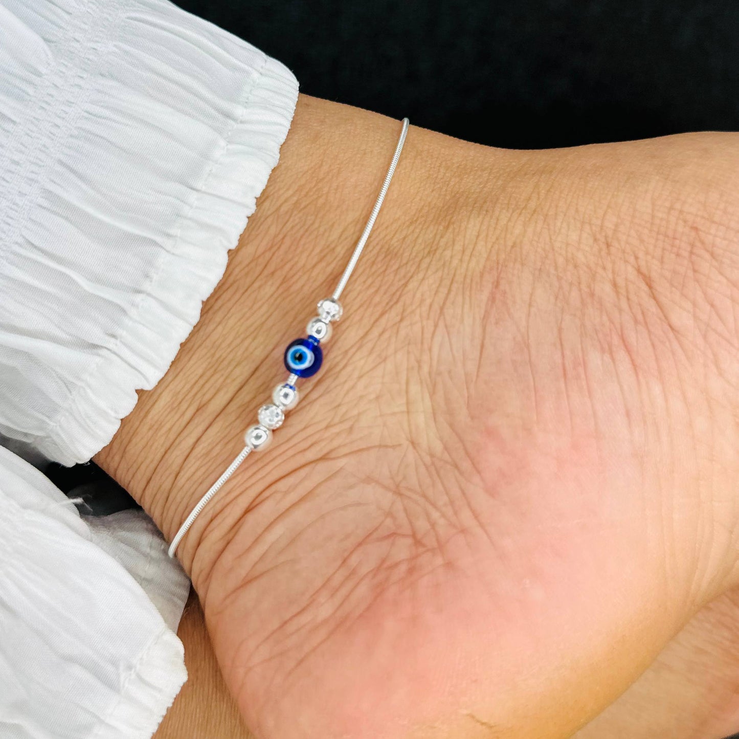Aarvi Evil Eye Silver Anklet