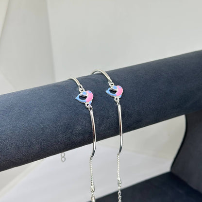 Rainbow Heart Kids Silver Bracelet