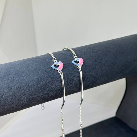 Rainbow Heart Kids Silver Bracelet