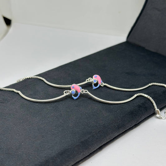 Rainbow Heart Kids Silver Bracelet