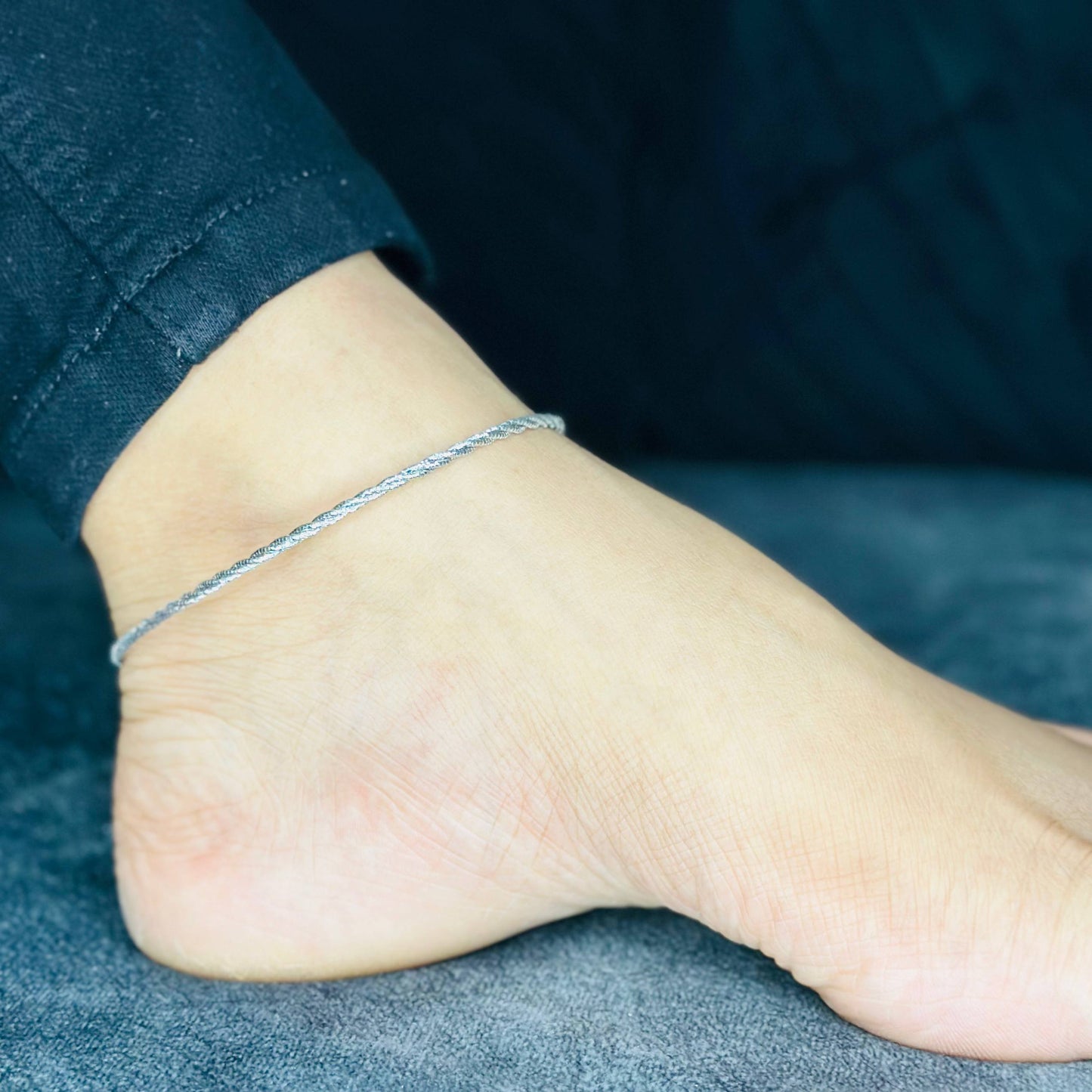 “Twirl Elegance 925 Silver Anklet”