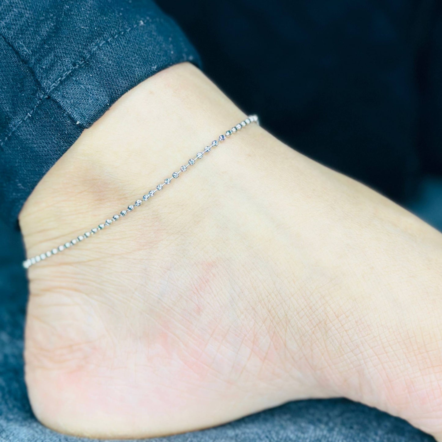 Silver Glow Beads Anklet