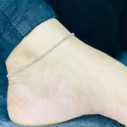 Silver Glow Beads Anklet