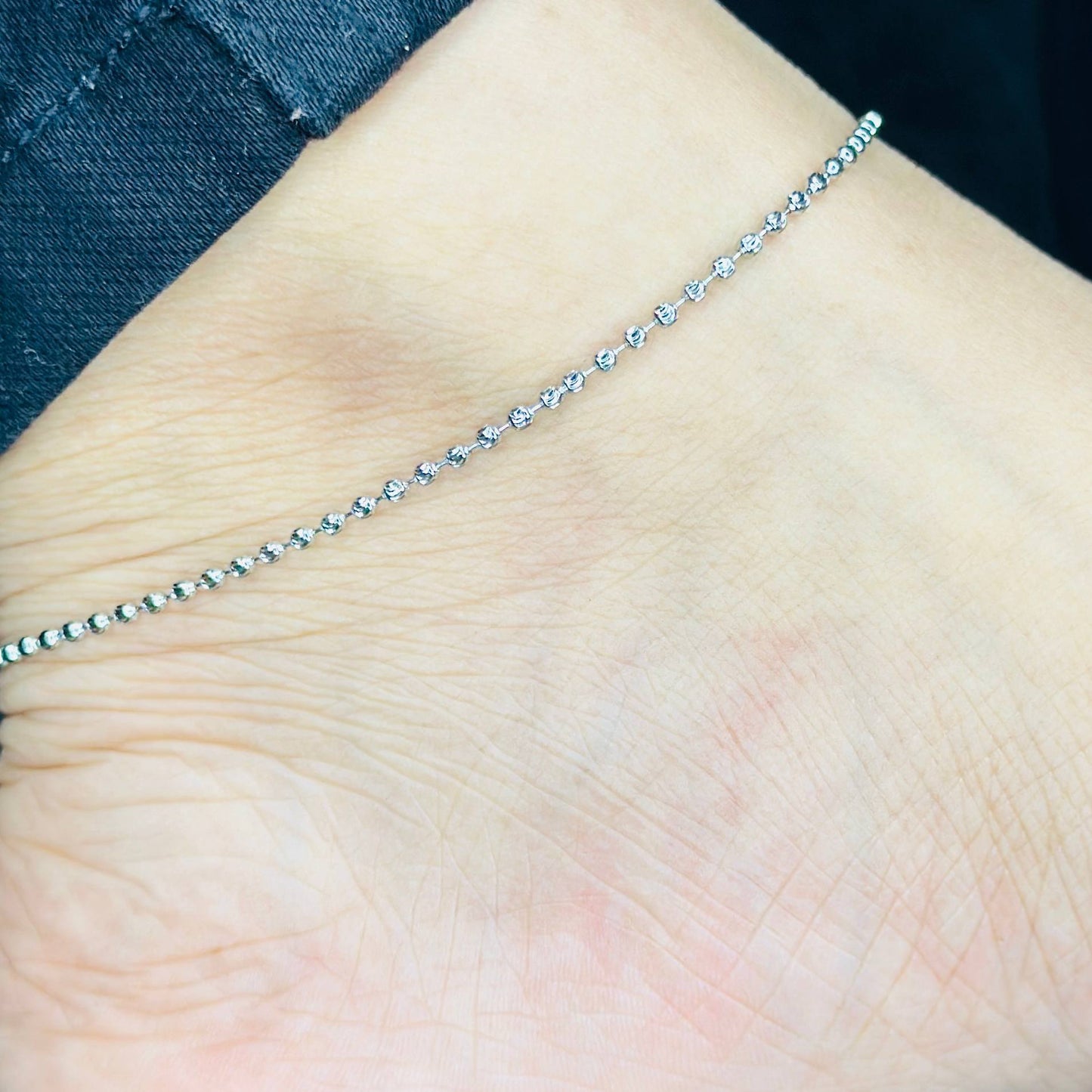 Silver Glow Beads Anklet