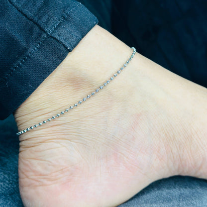 Silver Glow Beads Anklet