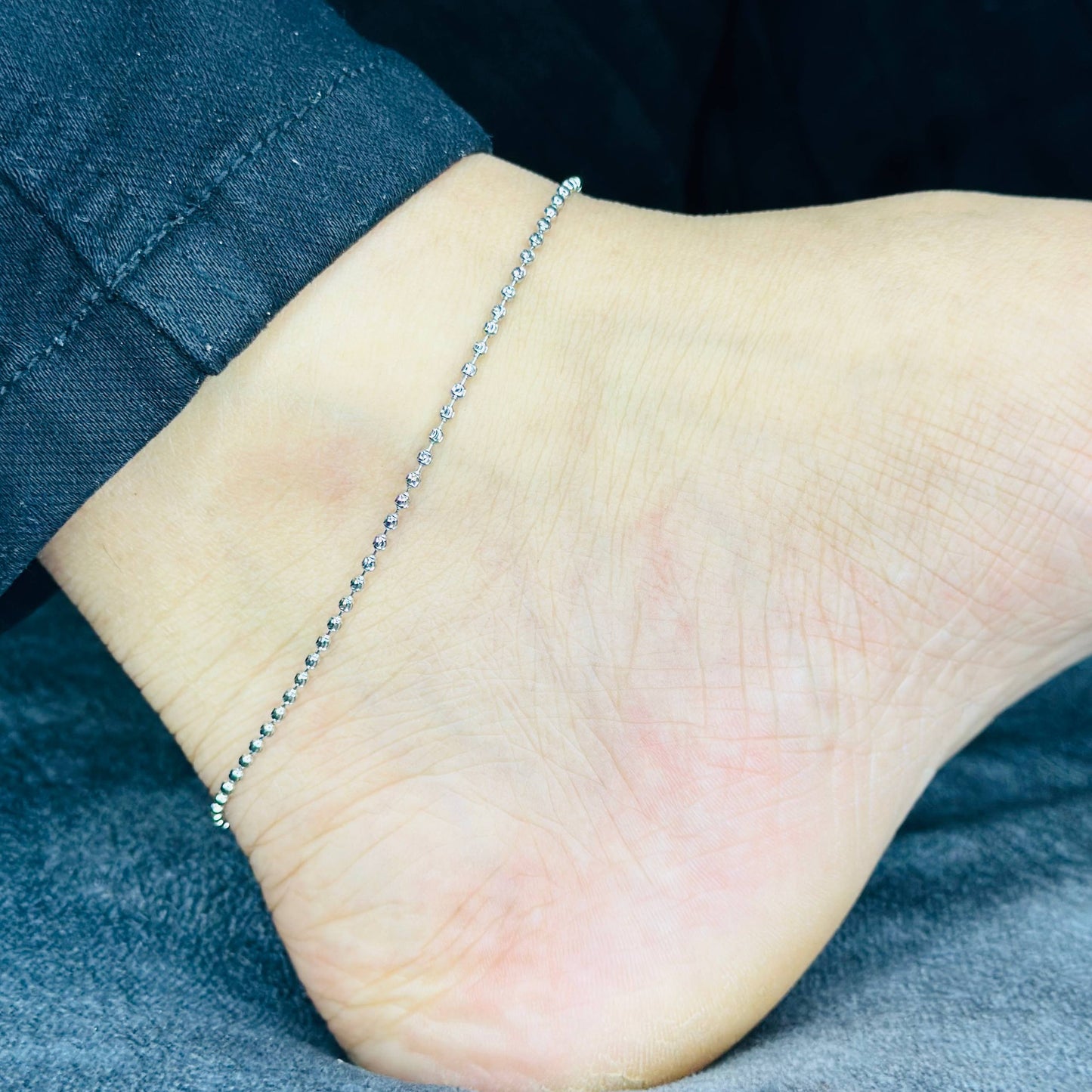 Silver Glow Beads Anklet