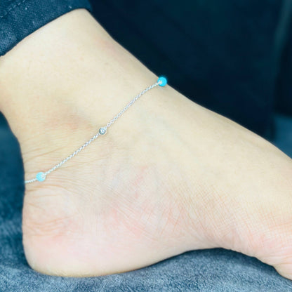 “Aura Beads 925 Silver Anklet”