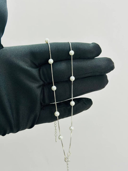 925 Sterling Silver Pearl Beaded Delicate Payal