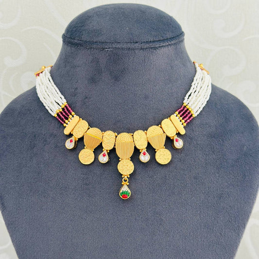 925 Silver Gold Plated Heritage Coin Beaded Necklace Set with Earrings