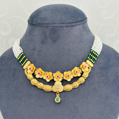 925 Silver Gold Plated Floral Blossom Necklace Set with Earrings