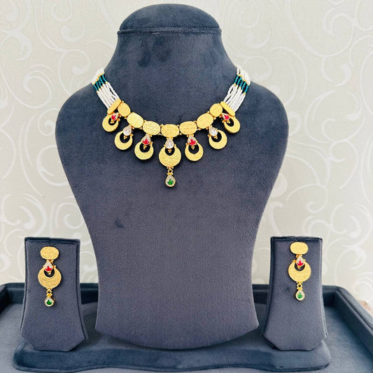 925 Silver Gold Plated Crescent Charm Necklace Set with Earrings