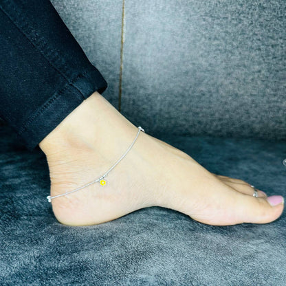 Floral Charm Anklet – 925 Sterling Silver