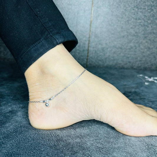 Silver Beaded Jingle Anklet – 925 Sterling Silver