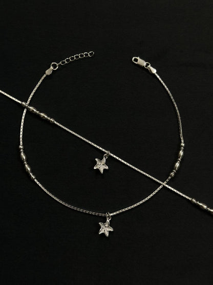 Starfish Charm Anklet – 925 Sterling Silver